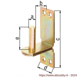 GAH Alberts plaatduim stift op plaat DII geel verzinkt 20x189x60 mm - A51500356 - afbeelding 2