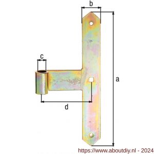 GAH Alberts deur-middenheng T-model spits geel verzinkt 16x300 mm - A51500365 - afbeelding 1