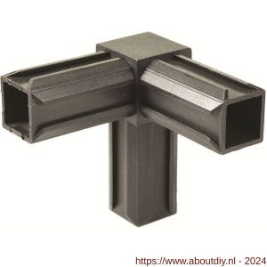 GAH Alberts XD-buisverbinder 90 graden 3-weg PVC zwart voor 20x20 mm - A51501482 - afbeelding 1