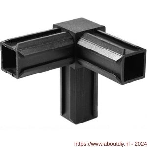 GAH Alberts XD-buisverbinder 90 graden 3-weg PVC zwart voor 30x30 mm - A51501484 - afbeelding 2
