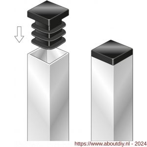 GAH Alberts stop vierkante buis voor boorgat PVC zwart 15x15 mm set 4 stuks - A51501477 - afbeelding 3