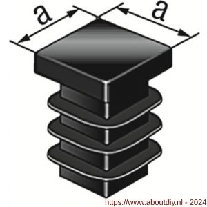 GAH Alberts stop vierkante buis voor boorgat PVC zwart 25x25 mm set 4 stuks - A51501479 - afbeelding 2