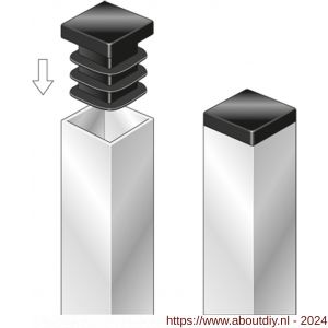 GAH Alberts stop vierkante buis voor boorgat PVC zwart 20x20 mm set 4 stuks - A51501478 - afbeelding 3