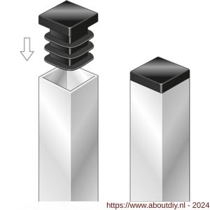 GAH Alberts stop vierkante buis voor boorgat PVC zwart 25x25 mm set 4 stuks - A51501479 - afbeelding 3
