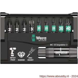 Wera Bit-Check 10 Impaktor 3 bit set 10 delig - A227401774 - afbeelding 2