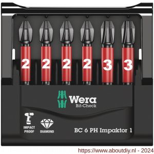 Wera Bit-Check 6 PH Impaktor 1 bit set 6 delig - A227401778 - afbeelding 2