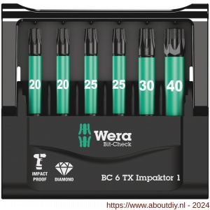 Wera Bit-Check 6 TX Impaktor 1 bit set 6 delig - A227401780 - afbeelding 2