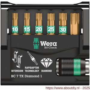 Wera Bit-Check 7 TX Diamond 1 bit set Torx 7 delig - A227401686 - afbeelding 2