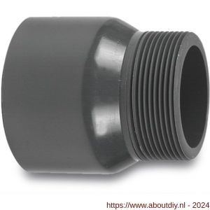VDL puntstuk PVC-U 25 mm x 1/2 inch lijmmof x buitendraad 10 bar grijs type handgevormd - A51059435 - afbeelding 1