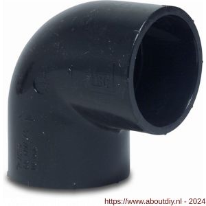 Praher knie 90 graden PVC-U 50 mm lijmmof 16 bar zwart - A51060051 - afbeelding 1