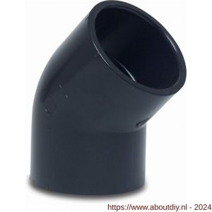 Praher knie 45 graden PVC-U 50 mm lijmmof 16 bar zwart - A51060050 - afbeelding 1