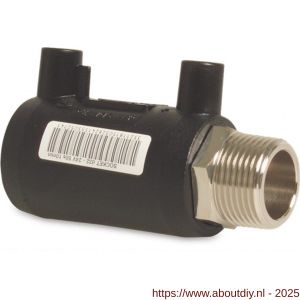 Jason puntstuk PE100-messing 20 mm x 1/2 inch electrolassok x buitendraad SDR 7,6 16 bar 25 bar zwart DVGW - A51058325 - afbeelding 1