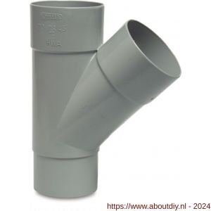 Bosta T-stuk 45 graden PVC-U 100 mm lijmmof x lijmmof x verjonging grijs - A51054370 - afbeelding 1