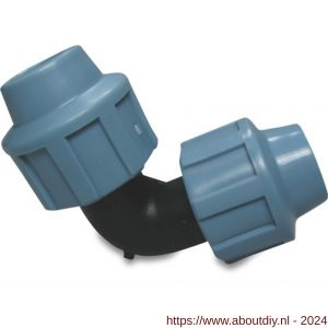Unidelta knie 90 graden PP 40 mm knel 16 bar zwart-blauw DVGW-KIWA-WRAS - A51054506 - afbeelding 1