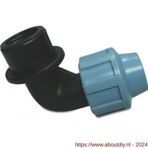 Unidelta knie 90 graden PP 50 mm x 1.1/4 inch knel x binnendraad 16 bar zwart-blauw DVGW-KIWA-WRAS - A51054527 - afbeelding 1