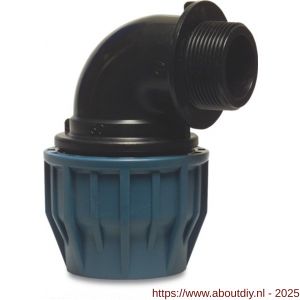 Jason knie 90 graden PP 16 mm x 1/2 inch knel x buitendraad 16 bar zwart-blauw DVGW-KIWA-WRAS-SVGW - A51058293 - afbeelding 1