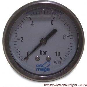 Mega Profec manometer 63 mm buitendraad 0-6 bar zwart type droog achteraansluiting 1/4 inch - A51056139 - afbeelding 1