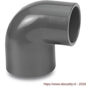 VDL knie 90 graden PVC-U 50 mm x 40 mm lijmmof 10 bar grijs - A51060112 - afbeelding 1