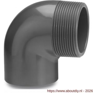 VDL knie 90 graden PVC-U 20 mm x 3/4 inch lijmmof x buitendraad 16 bar grijs - A51060115 - afbeelding 1