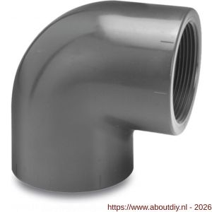 VDL knie 90 graden PVC-U 32 mm x 1 inch lijmmof x binnendraad 10 bar grijs - A51060128 - afbeelding 1