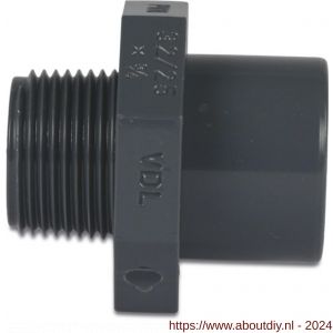 VDL puntstuk PVC-U 25/32 mm x 3/4 inch lijmmof-spie x buitendraad 16 bar grijs - A51059409 - afbeelding 1