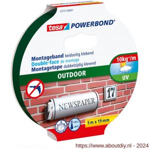Tesa 55751 Powerbond Outdoor montagetape 5 m x 19 mm - A11650422 - afbeelding 1