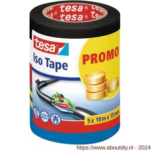 Tesa 56205 isolatietape zwart, wit, rood, groen-geel en blauw 10 m x 15 mm 5 stuks - A11650496 - afbeelding 1