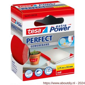 Tesa 56343 Extra Power Perfect textieltape 2,75 m x 38 mm rood - A11650619 - afbeelding 1