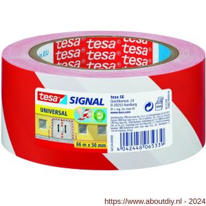 Tesa 58134 Universal waarschuwingstape rood-wit 66 m x 50 mm - A11650578 - afbeelding 1