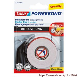 Tesa 55791 Powerbond Ultra Strong montagetape 1,5 m x 19 mm - A11650448 - afbeelding 1