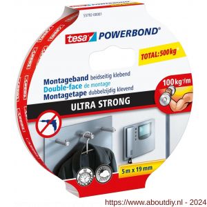 Tesa 55792 Powerbond Ultra Strong montagetape 5 m x 19 mm - A11650559 - afbeelding 1