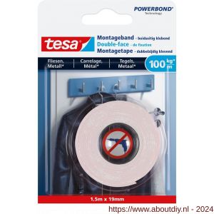 Tesa 77746 Powerbond montage tape tegels en metaal 1,5 m x 19 mm - A11650567 - afbeelding 1