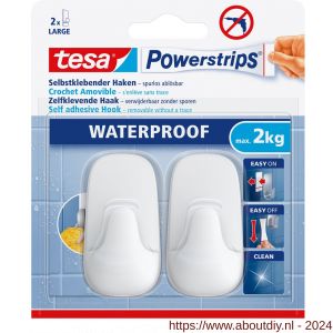 Tesa 59781 Powerstrips Waterproof haken L kunststof wit - A11650532 - afbeelding 2
