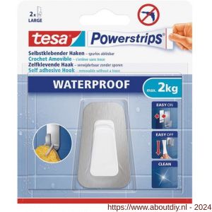Tesa 59784 Powerstrips Waterproof haken L metaal-kunststof - A11650535 - afbeelding 1