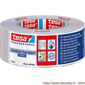 Tesa 63652 Tesaband 50 m x 50 mm aluminium aluminium tape Premium - A11650005 - afbeelding 1