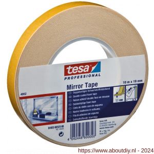 Tesa 4952 Tesafix 50 m x 9 mm wit sterke dubbelzijdige PE-foamtape - A11650317 - afbeelding 1