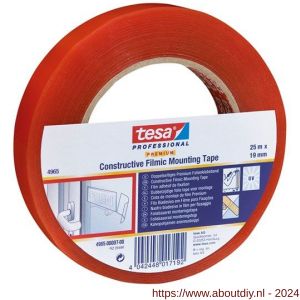Tesa 4965 Tesafix 50 m x 25 mm transparant dubbelzijdige transparante folie tape - A11650127 - afbeelding 2