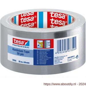 Tesa 50565 Tesaband 50 m x 50 mm aluminium sterke 50 µm aluminiumtape met en zonder voering (PV1 en PV0) - A11650002 - afbeelding 1