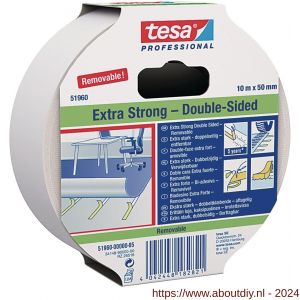Tesa 51960 Tesafix 25 m x 50 mm transparant extra sterke vloerbedekkingstape verwijderbaar - A11650132 - afbeelding 1