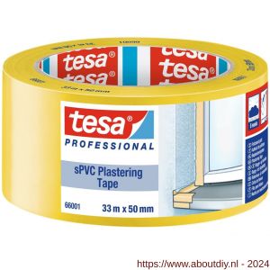Tesa 66001 Plastering tape 33 m x 50 mm geel standaard bepleisteringstape - A11650006 - afbeelding 1