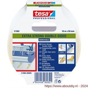 Tesa 51960 Tesafix 25 m x 50 mm transparant extra sterke vloerbedekkingstape verwijderbaar - A11650133 - afbeelding 1