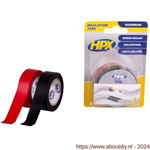 HPX PVC isolatietape zwart en rood 19 mm x 10 m - A51700087 - afbeelding 1