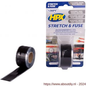 HPX Stretch en Fuse zelfvulkaniserende afdichtingstape zwart 25 mm x 3 m - A51700011 - afbeelding 1