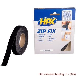HPX Zip Fix klittenband lus zwart 20 mm x 5 m - A51700118 - afbeelding 1