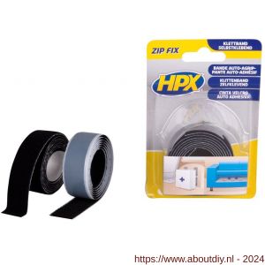 HPX Zip Fix klittenband haak en lus zwart 2 x 20 mm x 1 m - A51700122 - afbeelding 1