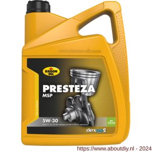 Kroon Oil Presteza MSP 5W-30 synthetische motorolie Synthetic Multigrades passenger car 5 L can - A21500479 - afbeelding 1