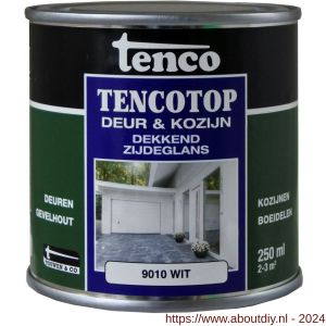 TencoTop Deur en Kozijn houtbeschermingsbeits dekkend zijdeglans RAL 9010 wit 0,25 L blik - A40710248 - afbeelding 1