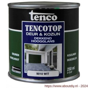 TencoTop Deur en Kozijn houtbeschermingsbeits dekkend hoogglans RAL 9010 wit 0,25 L blik - A40710237 - afbeelding 1