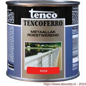 Tenco Ferro roestwerende ijzerverf metaallak dekkend 403 rood 0,25 L blik - A40710188 - afbeelding 1