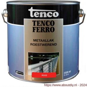 Tenco Ferro roestwerende ijzerverf metaallak dekkend 403 rood 2,5 L blik - A40710190 - afbeelding 1